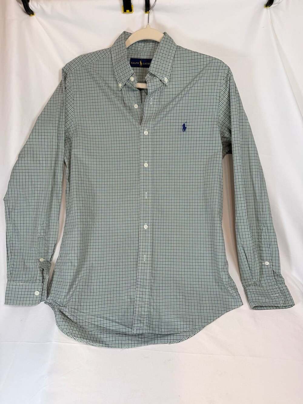 Preppy Ralph Lauren Green Checkered Long Sleeve Button Down Shirt Size S